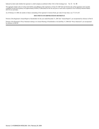 c.h. robinson worldwide10K_2007