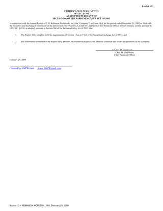 c.h. robinson worldwide10K_2007