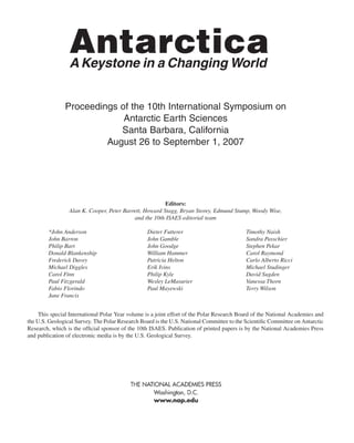 Antarctica A Keystone In A Changing World Proceedings Of The 10th ...