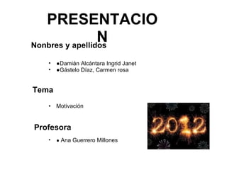 [object Object],PRESENTACION Nonbres y apellidos ,[object Object],[object Object],Tema Profesora ,[object Object]