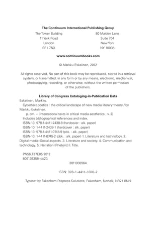Cybertext Cybertext Poetics The Critical Landscape Of New Media Literary Theory ...