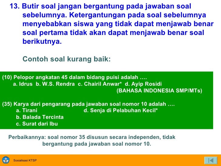 Pengembangan Bahan Ujian dan Analisis Hasil Ujian