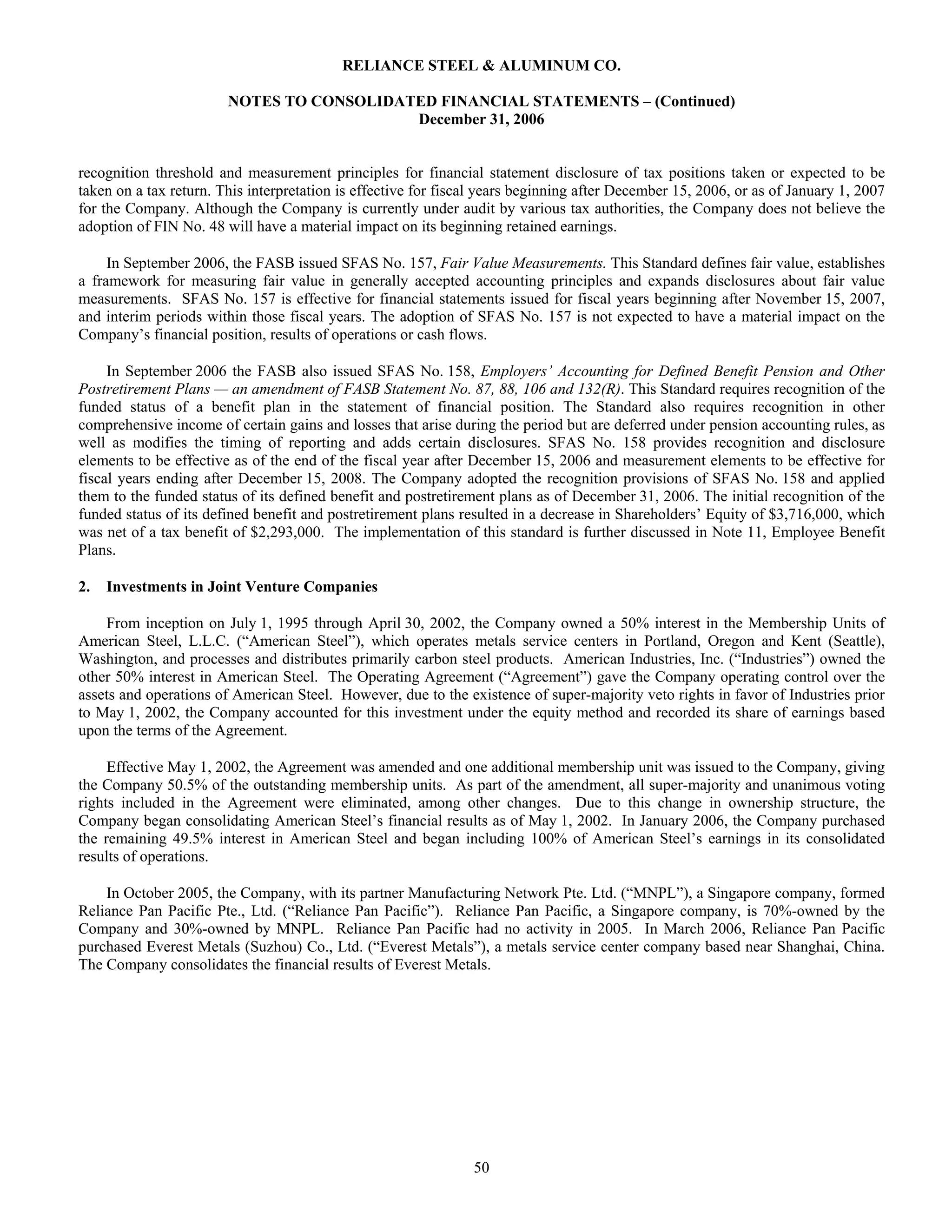 reliance steel & aluminum 2006_Form_10K