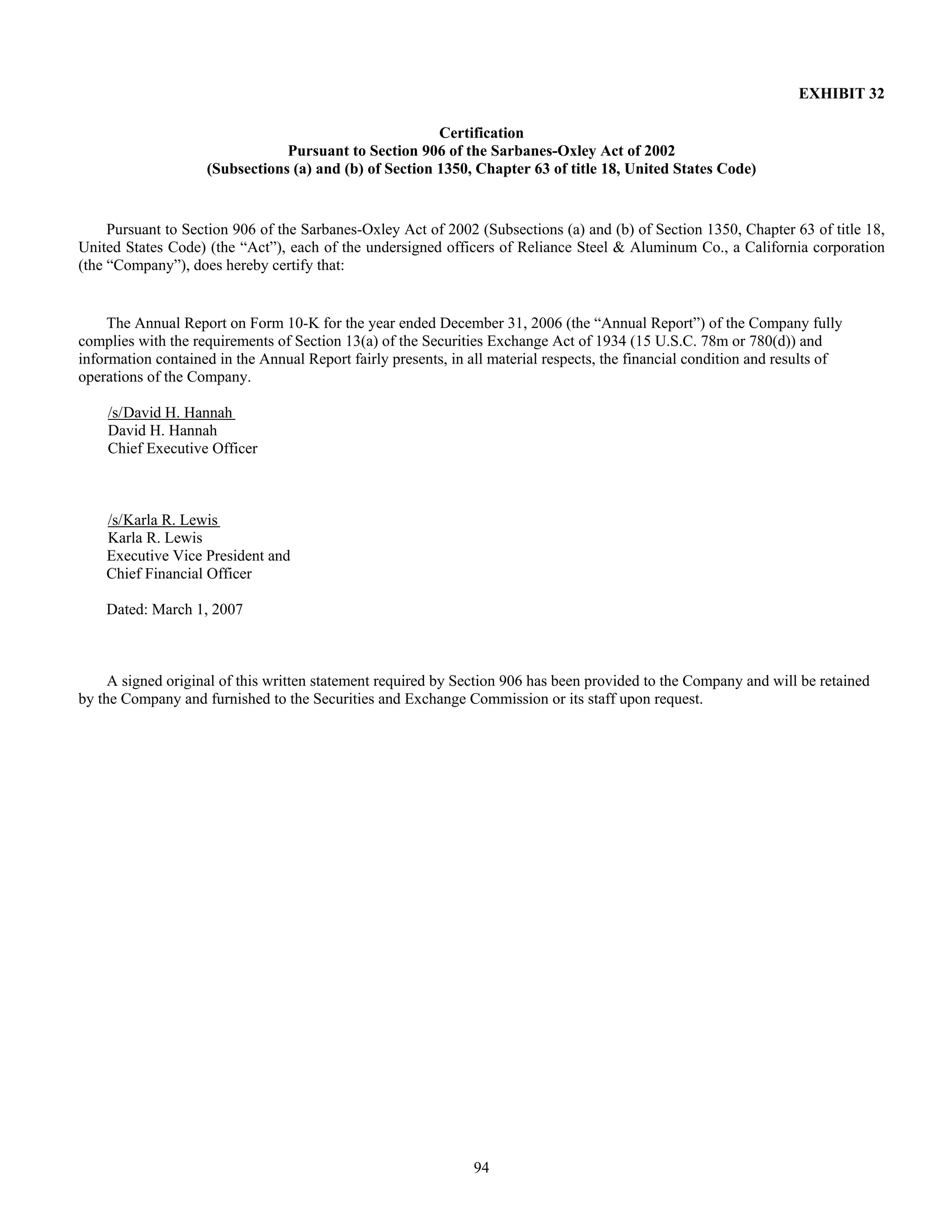 reliance steel & aluminum 2006_Form_10K