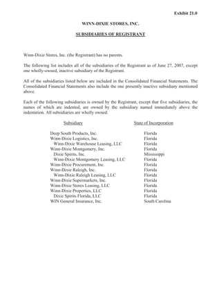 winn-dixie stores  2007_Annual_Report