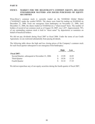 winn-dixie stores  2007_Annual_Report