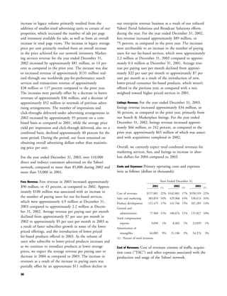 yahoo annual reports 2003