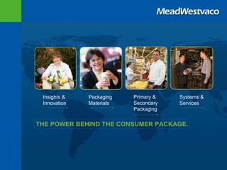 Primary &   Systems &
 Insights &   Packaging
                          Secondary   Services
 Innovation   Materials
                          Packaging


THE POWER BEHIND THE CONSUMER PACKAGE.
 