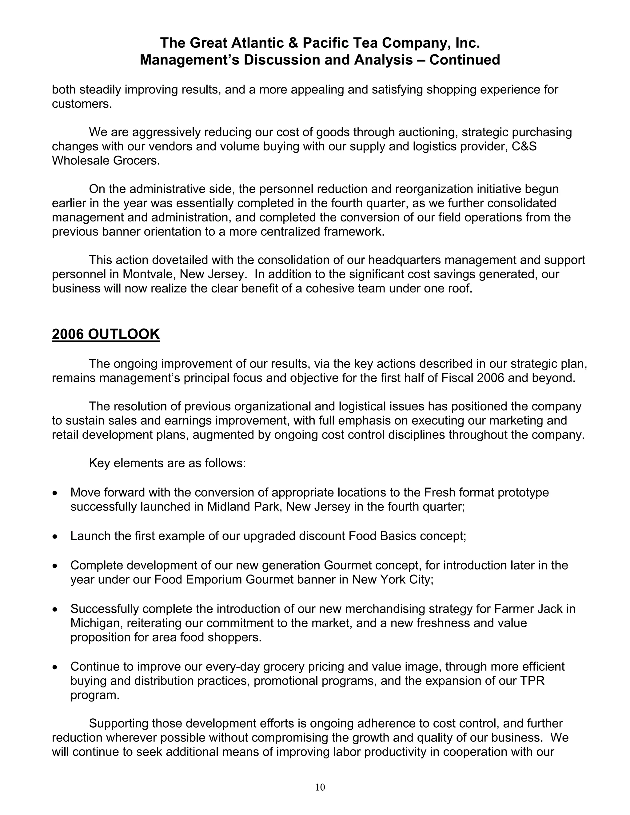 great atlantic & pacific tea Annual_Report_2005