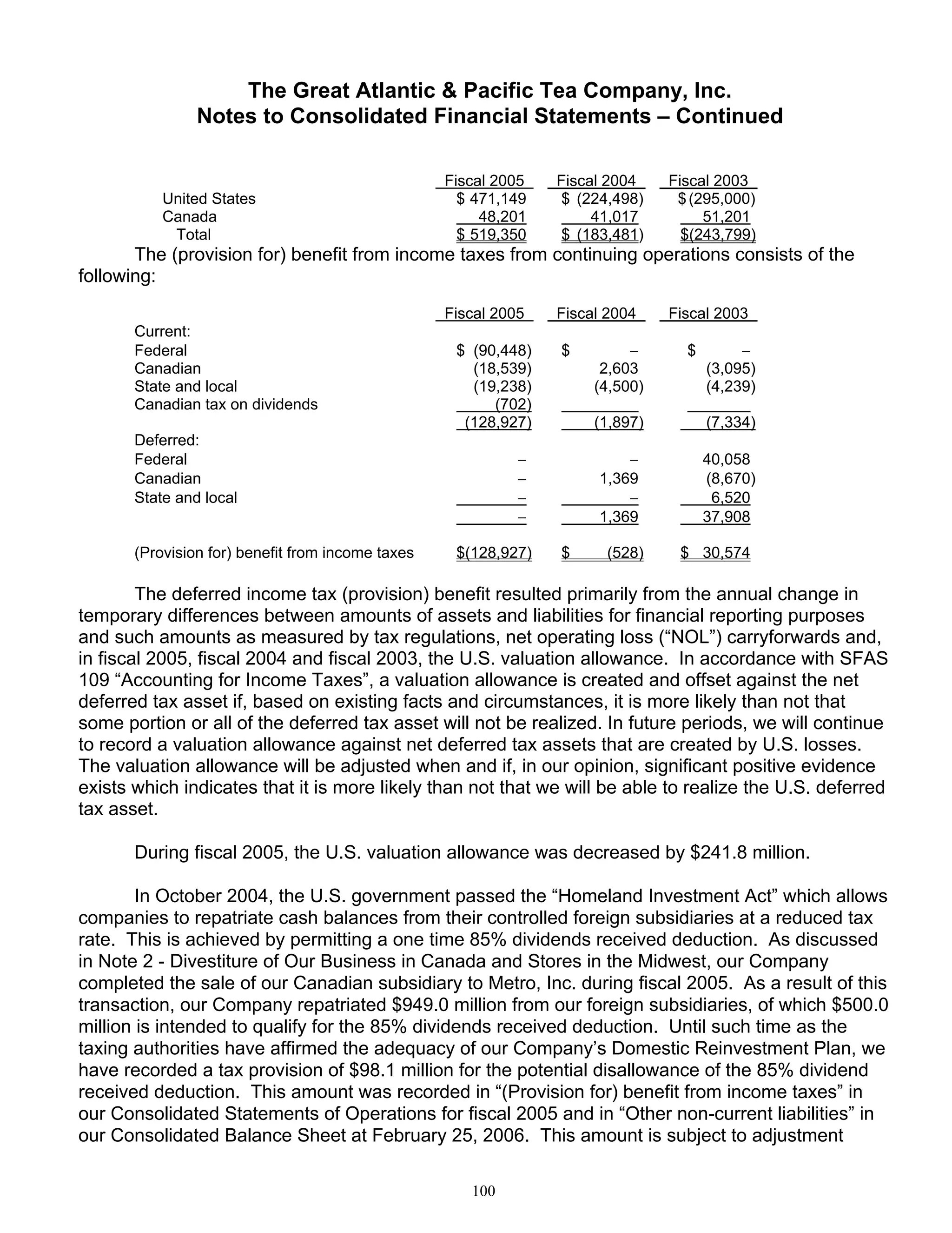 great atlantic & pacific tea Annual_Report_2005