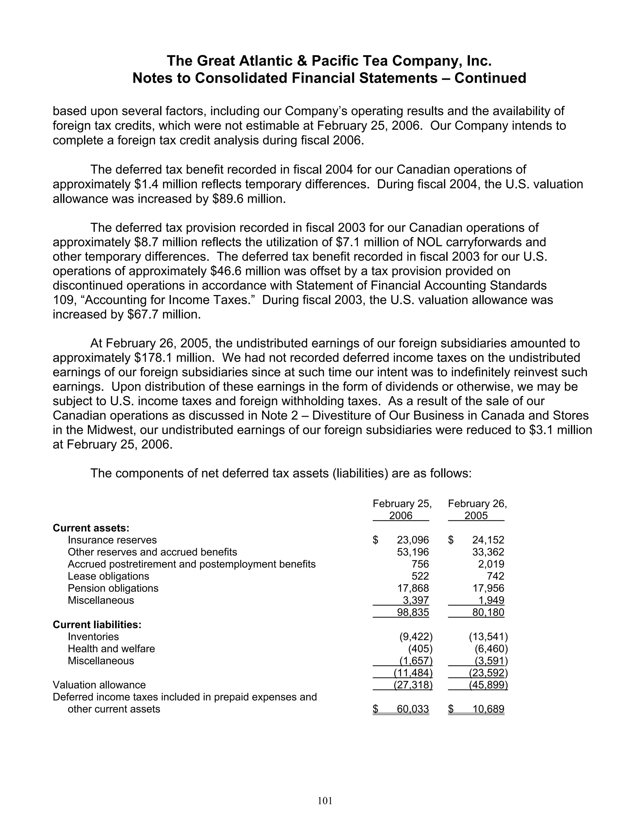 great atlantic & pacific tea Annual_Report_2005