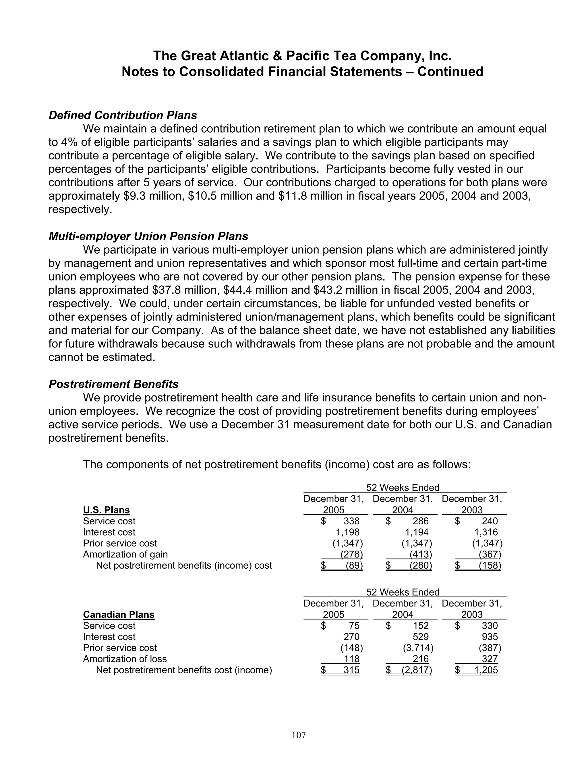 great atlantic & pacific tea Annual_Report_2005