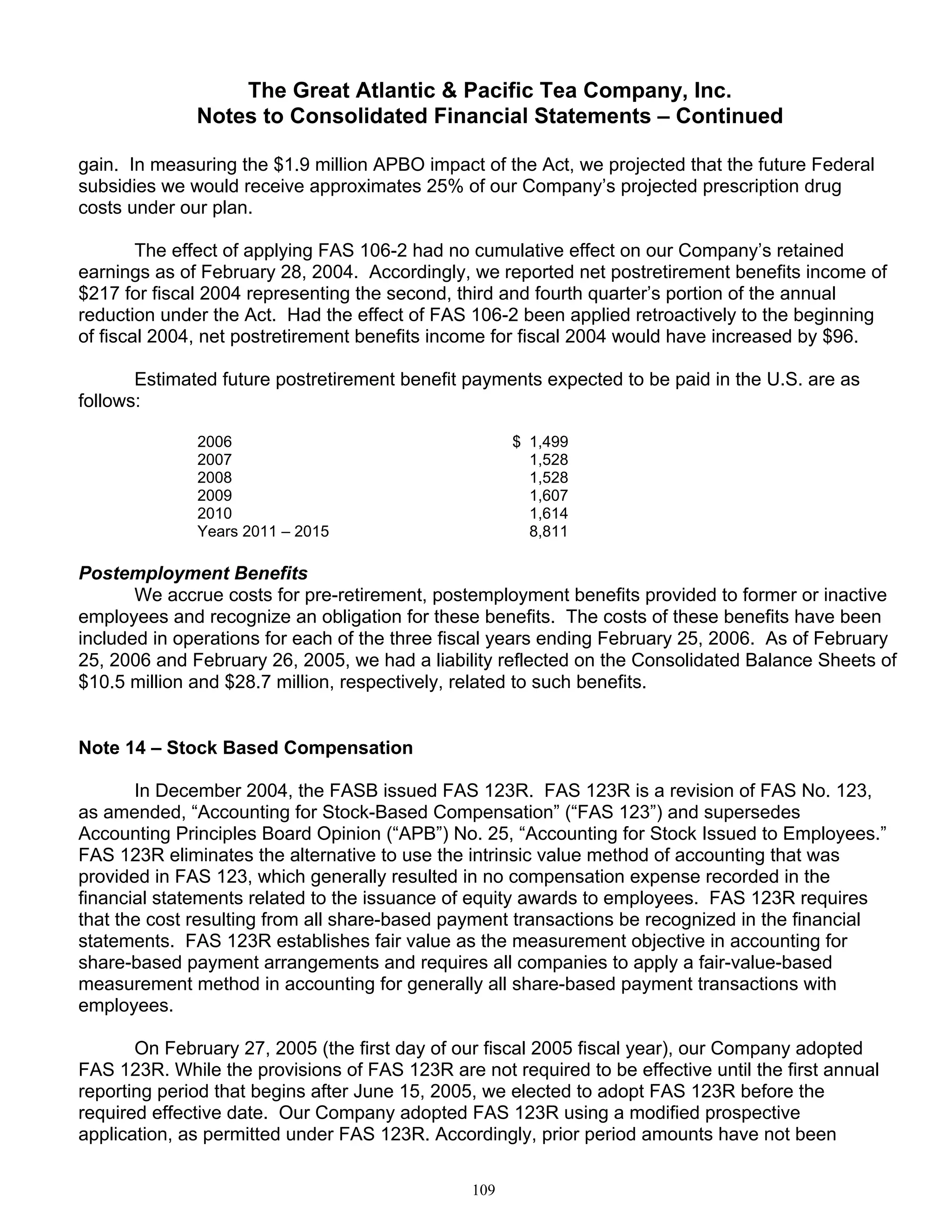 great atlantic & pacific tea Annual_Report_2005