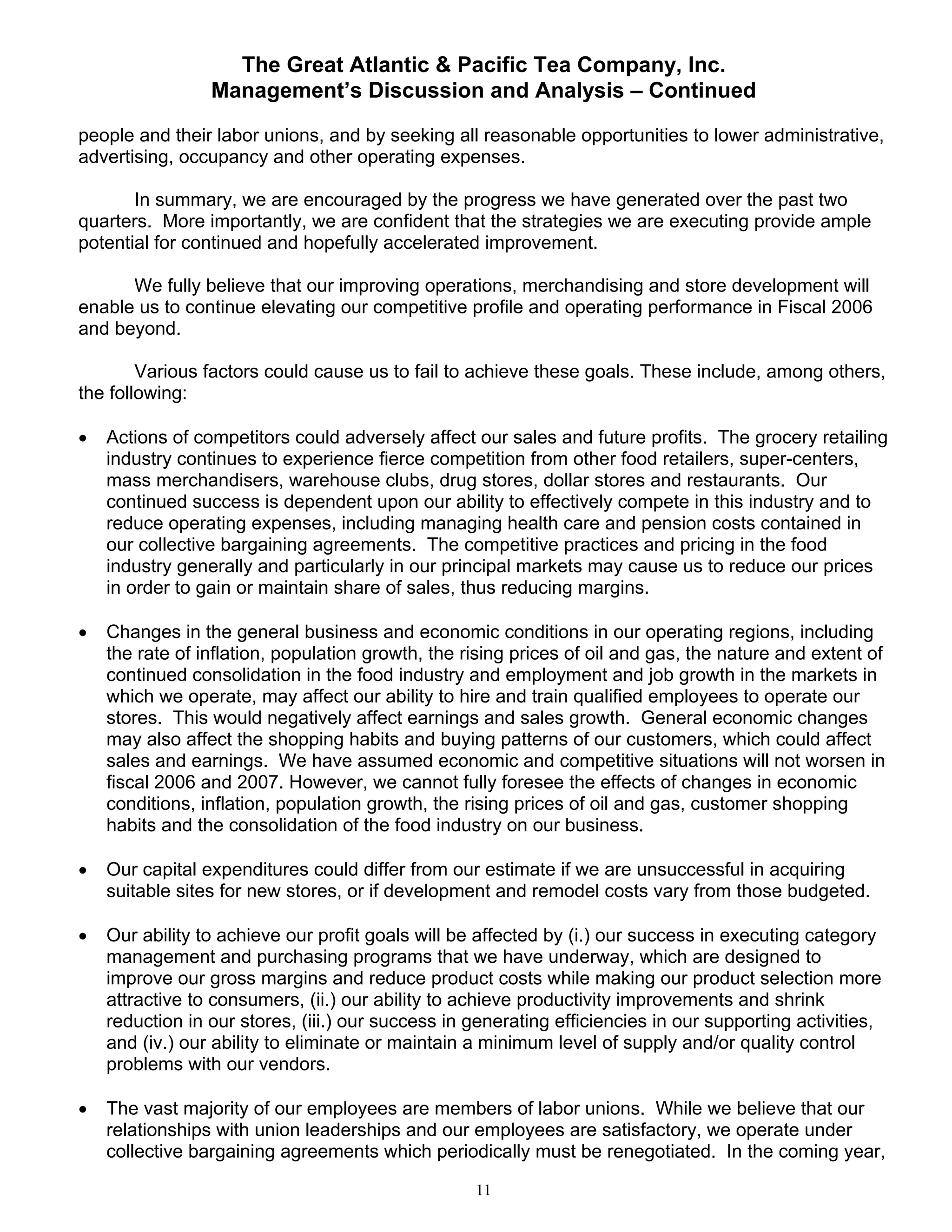 great atlantic & pacific tea Annual_Report_2005