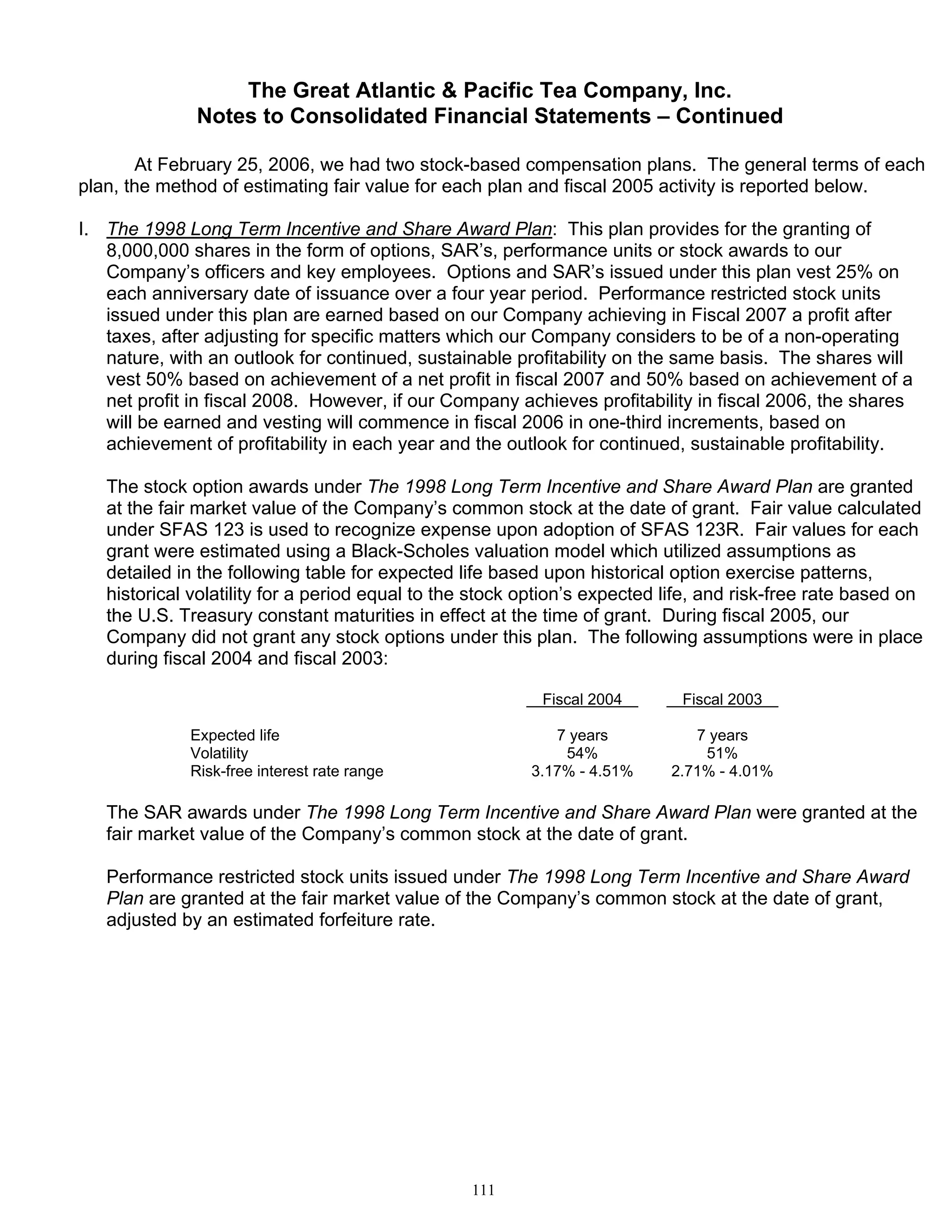 great atlantic & pacific tea Annual_Report_2005