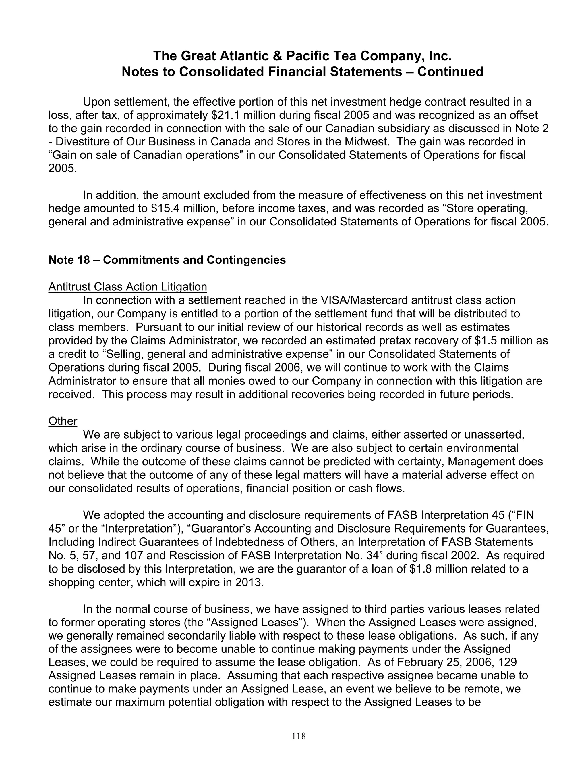 great atlantic & pacific tea Annual_Report_2005