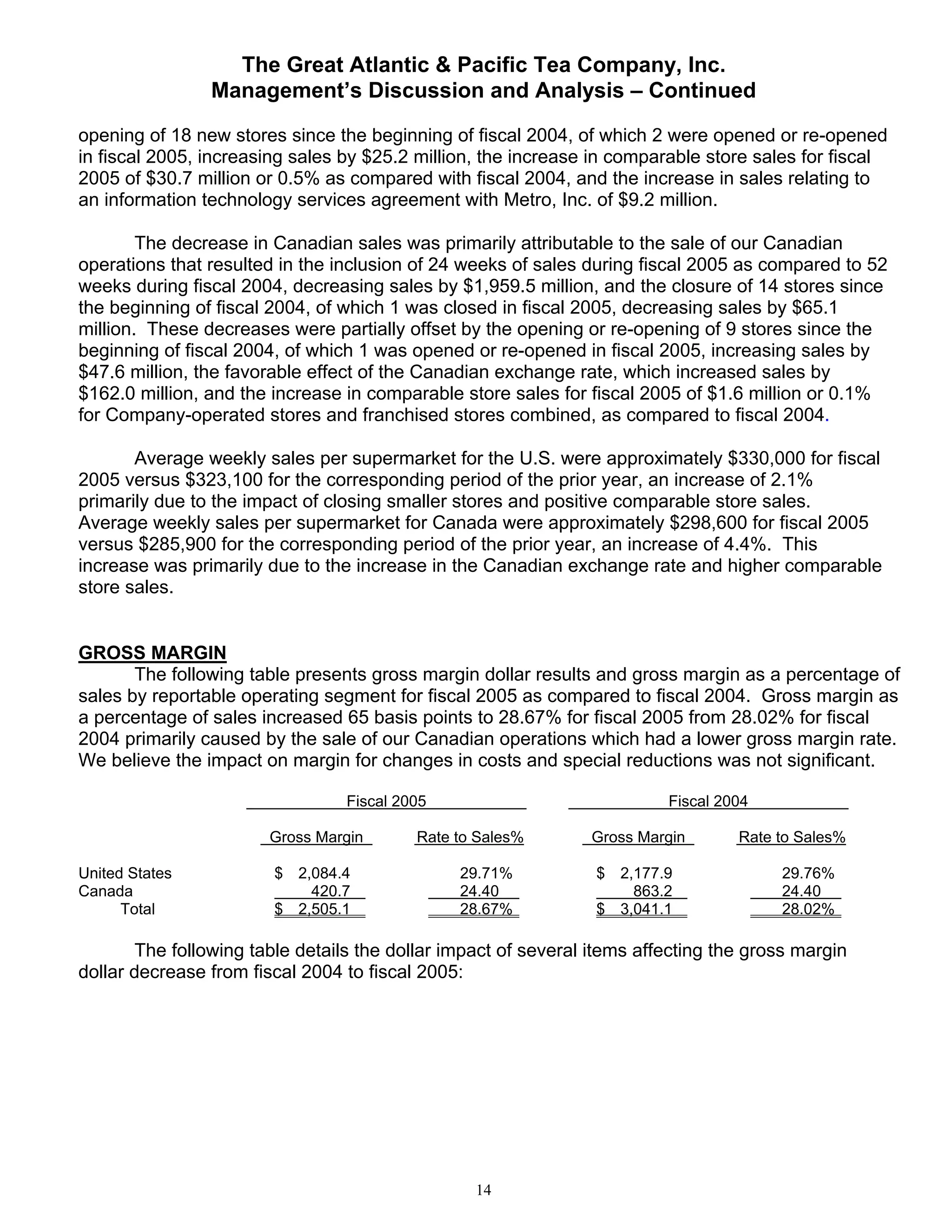 great atlantic & pacific tea Annual_Report_2005