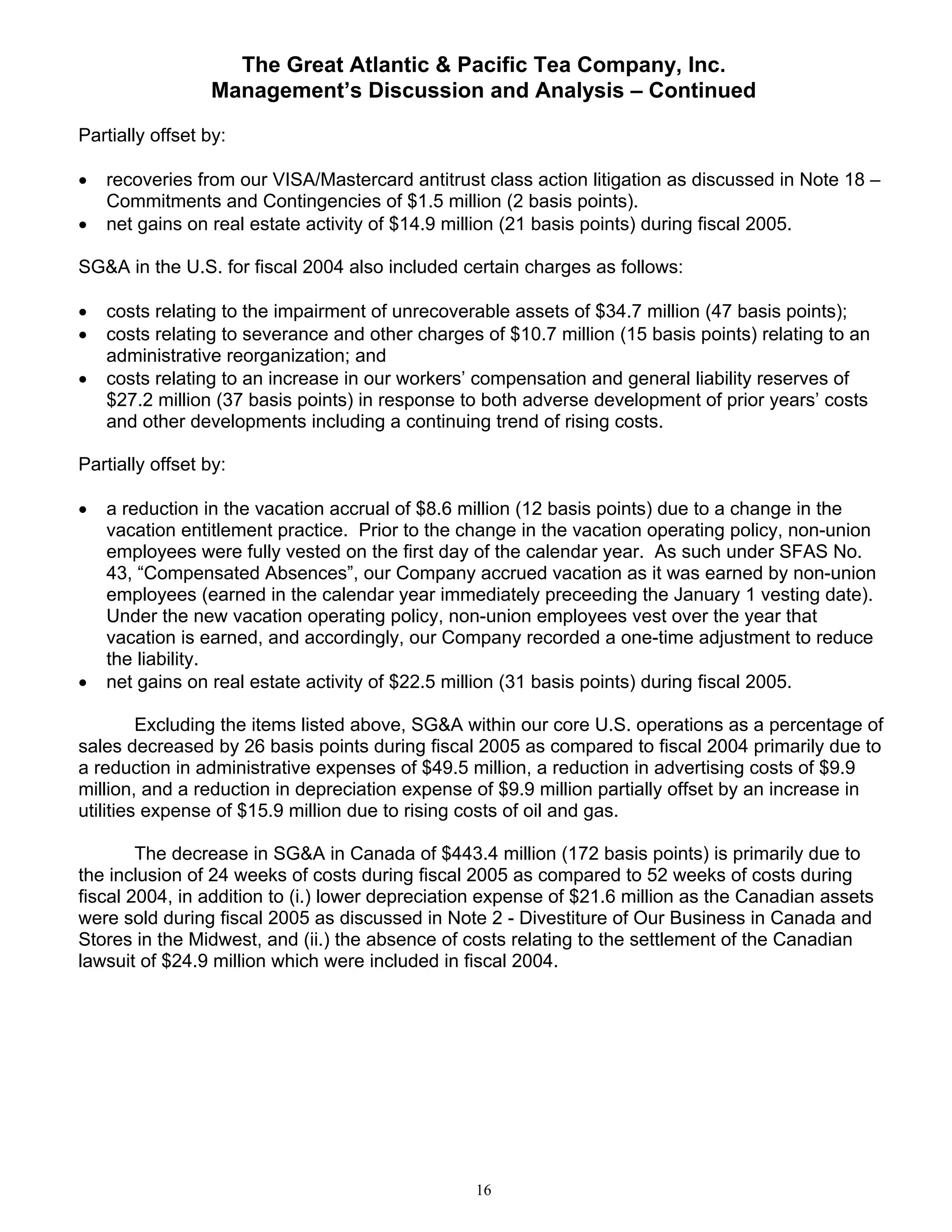 great atlantic & pacific tea Annual_Report_2005