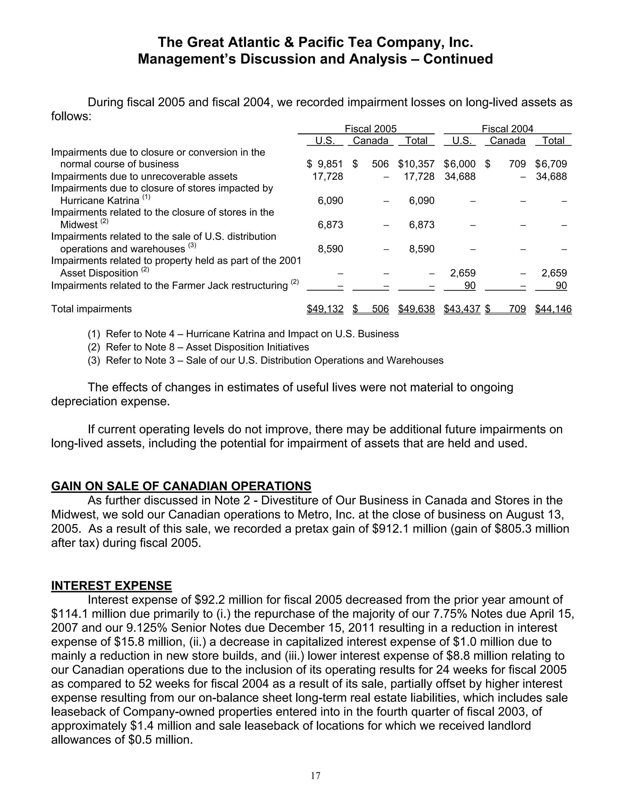 great atlantic & pacific tea Annual_Report_2005