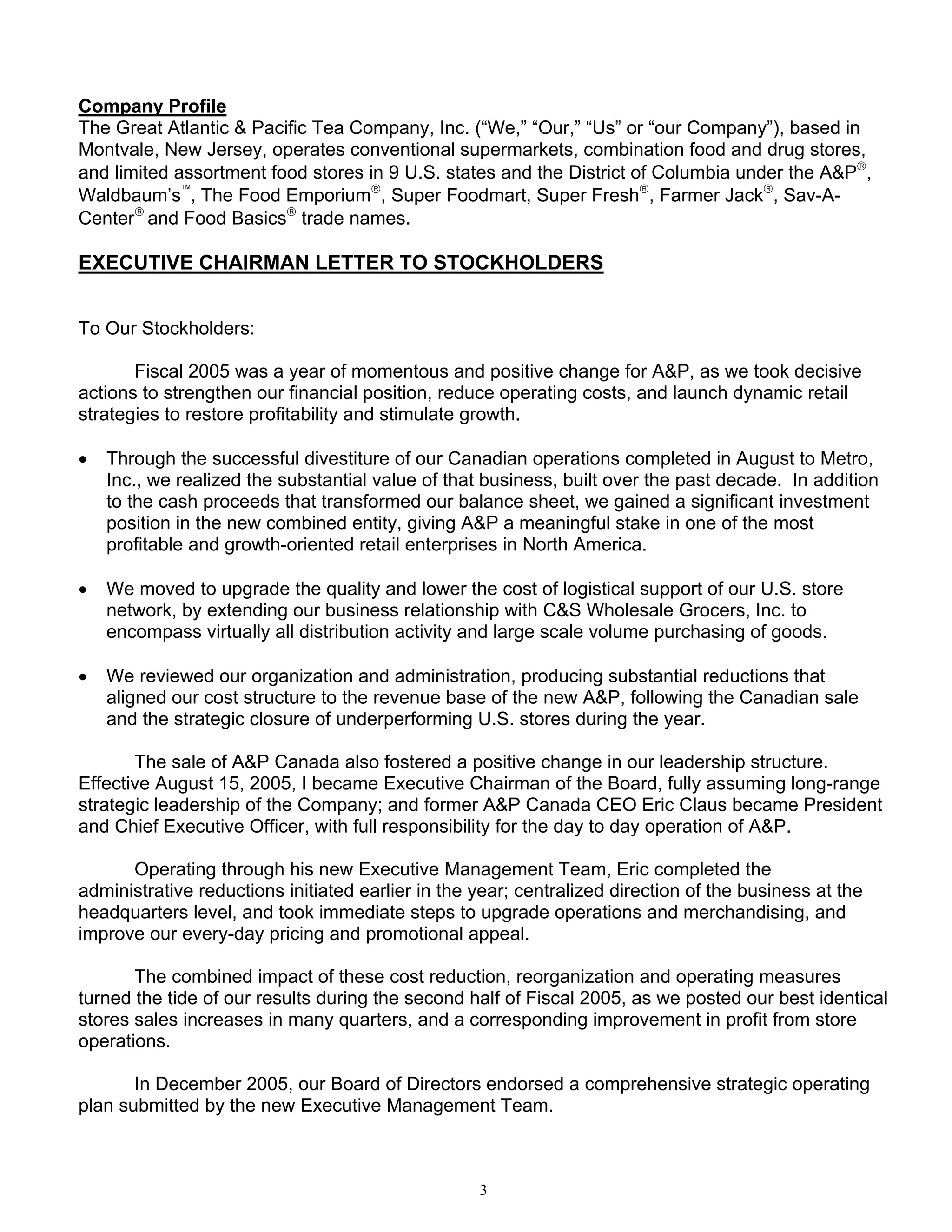 great atlantic & pacific tea Annual_Report_2005