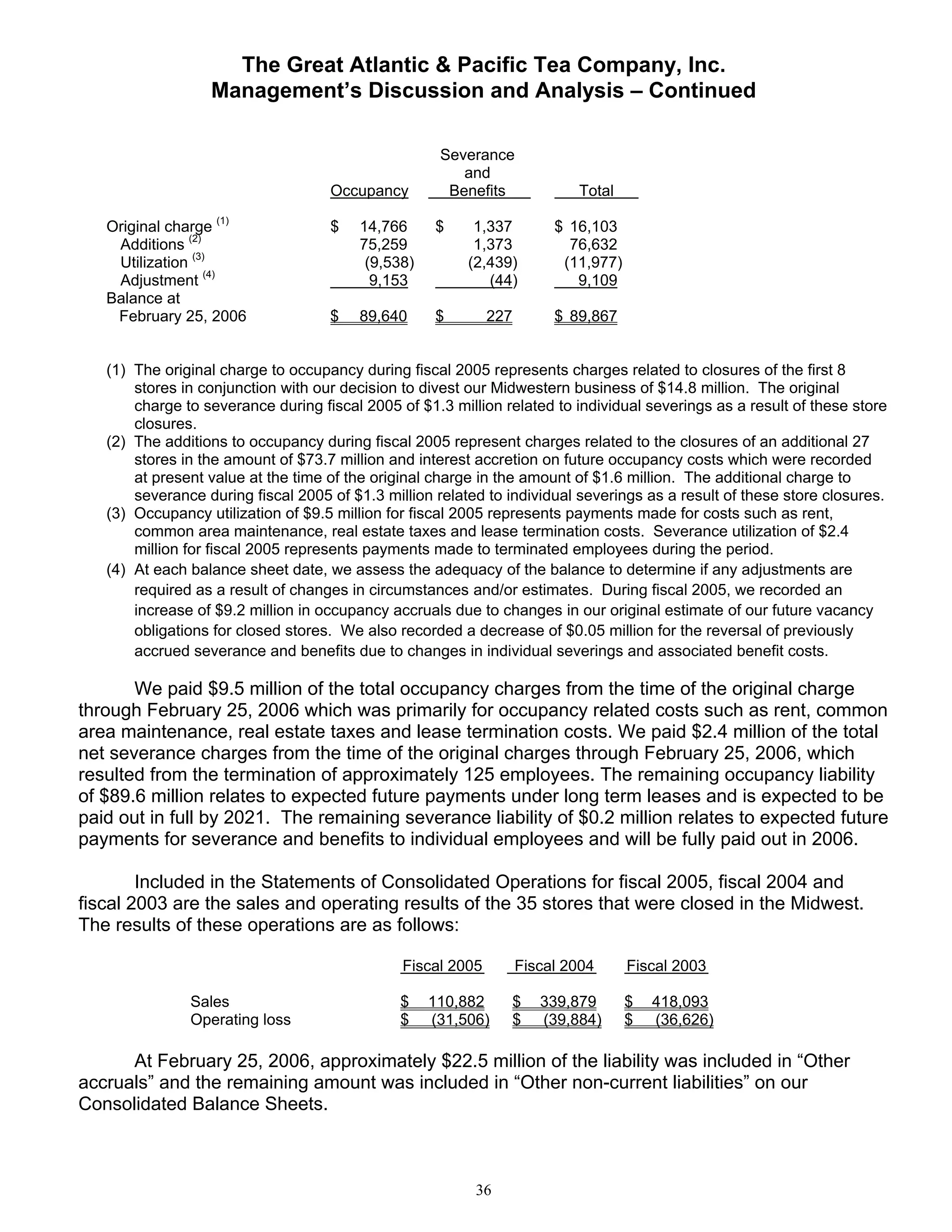 great atlantic & pacific tea Annual_Report_2005