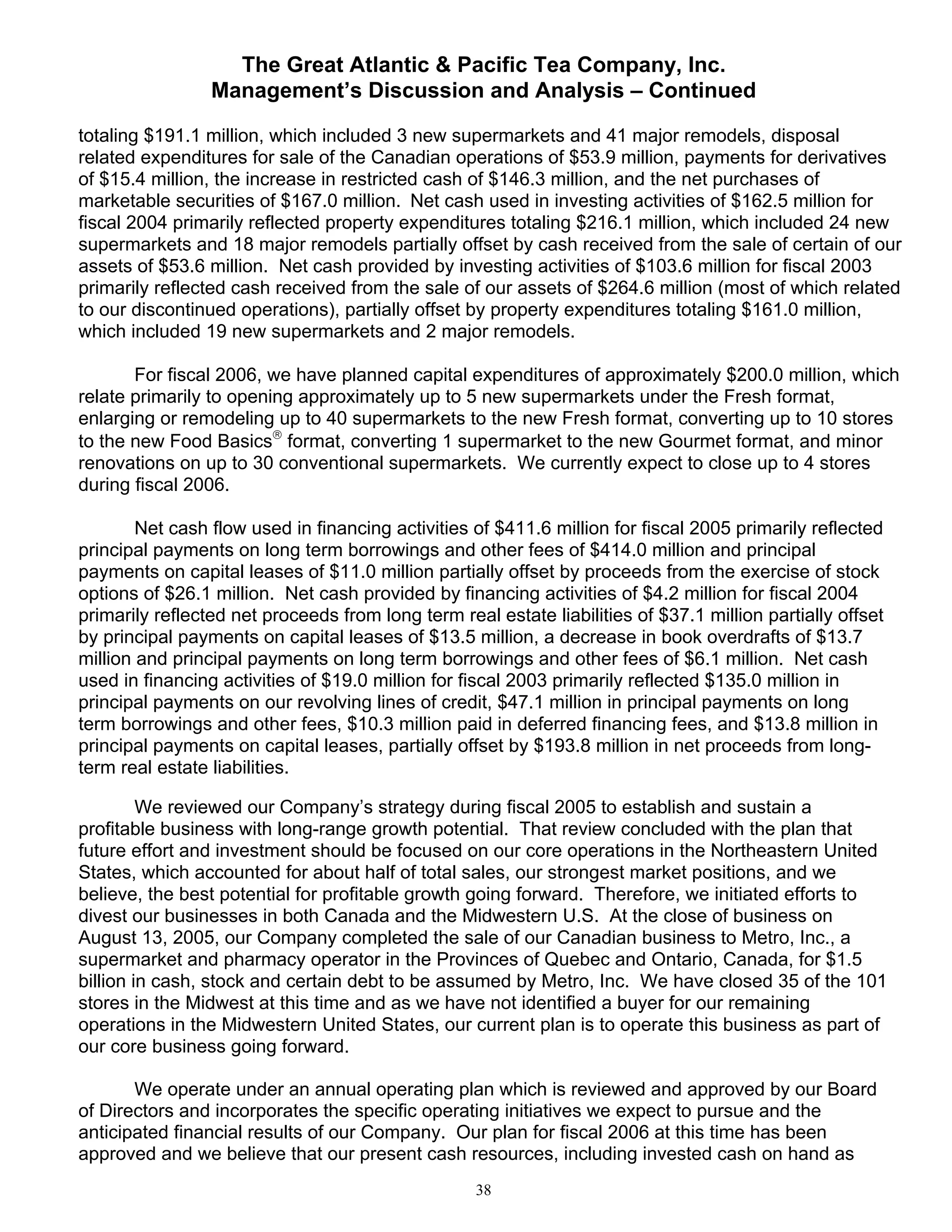 great atlantic & pacific tea Annual_Report_2005