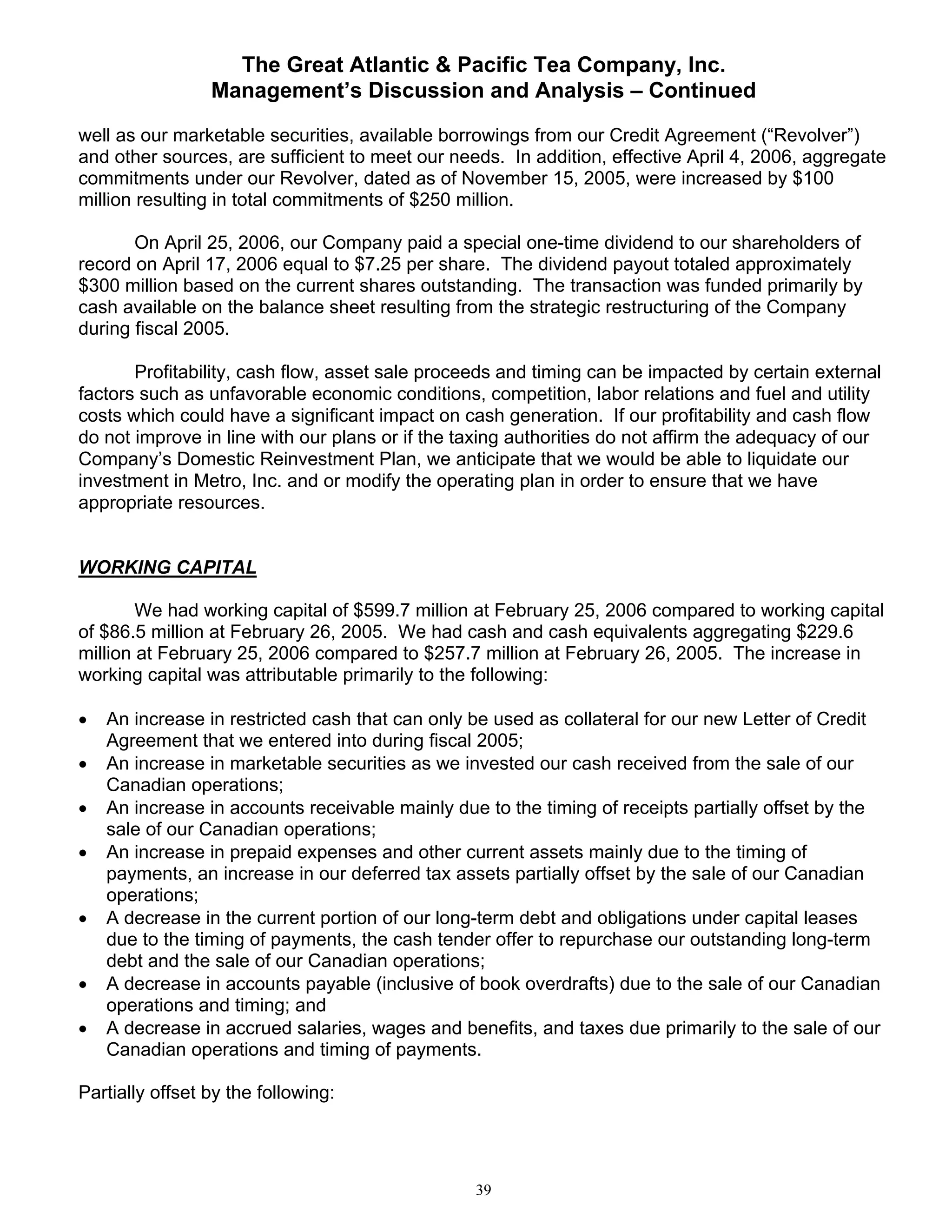 great atlantic & pacific tea Annual_Report_2005