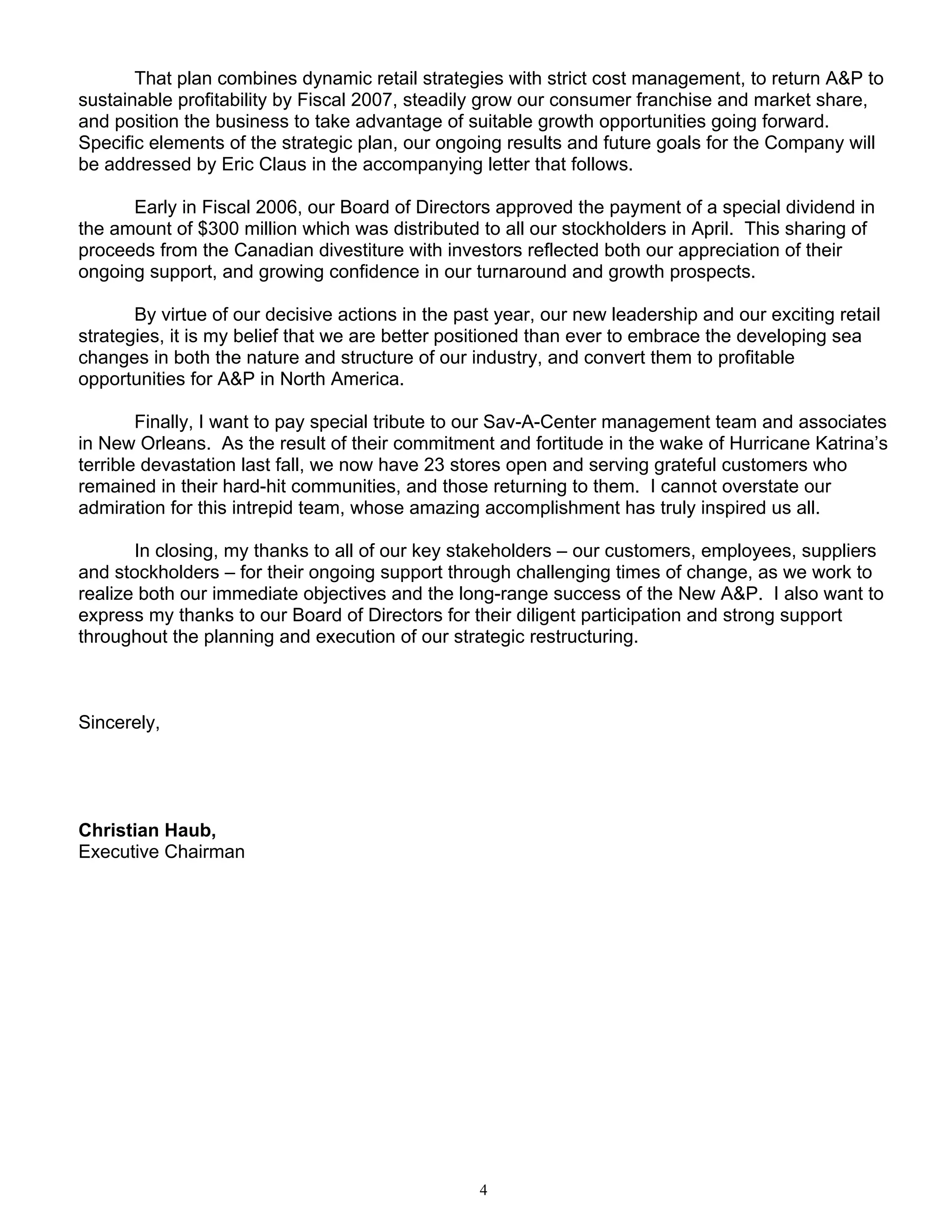 great atlantic & pacific tea Annual_Report_2005