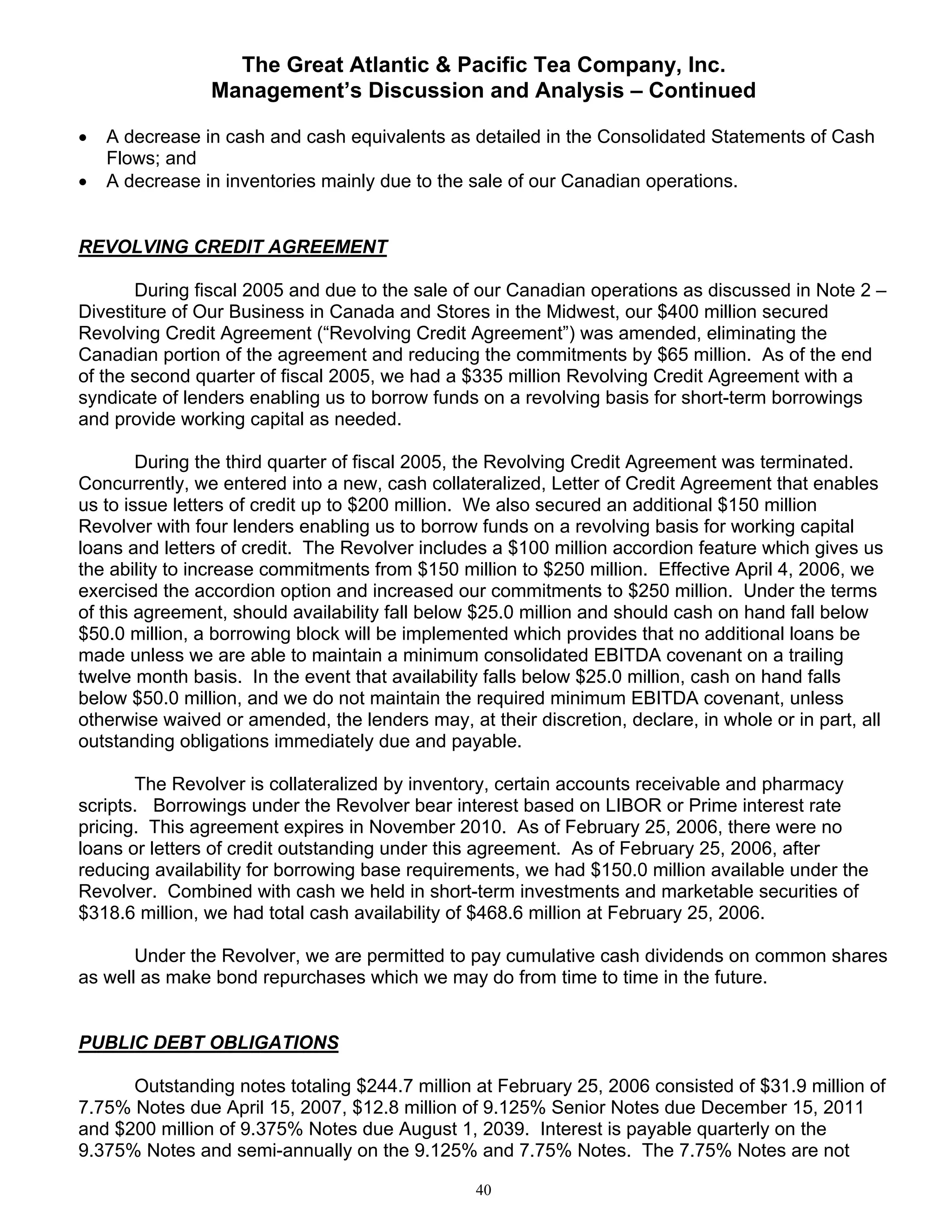 great atlantic & pacific tea Annual_Report_2005