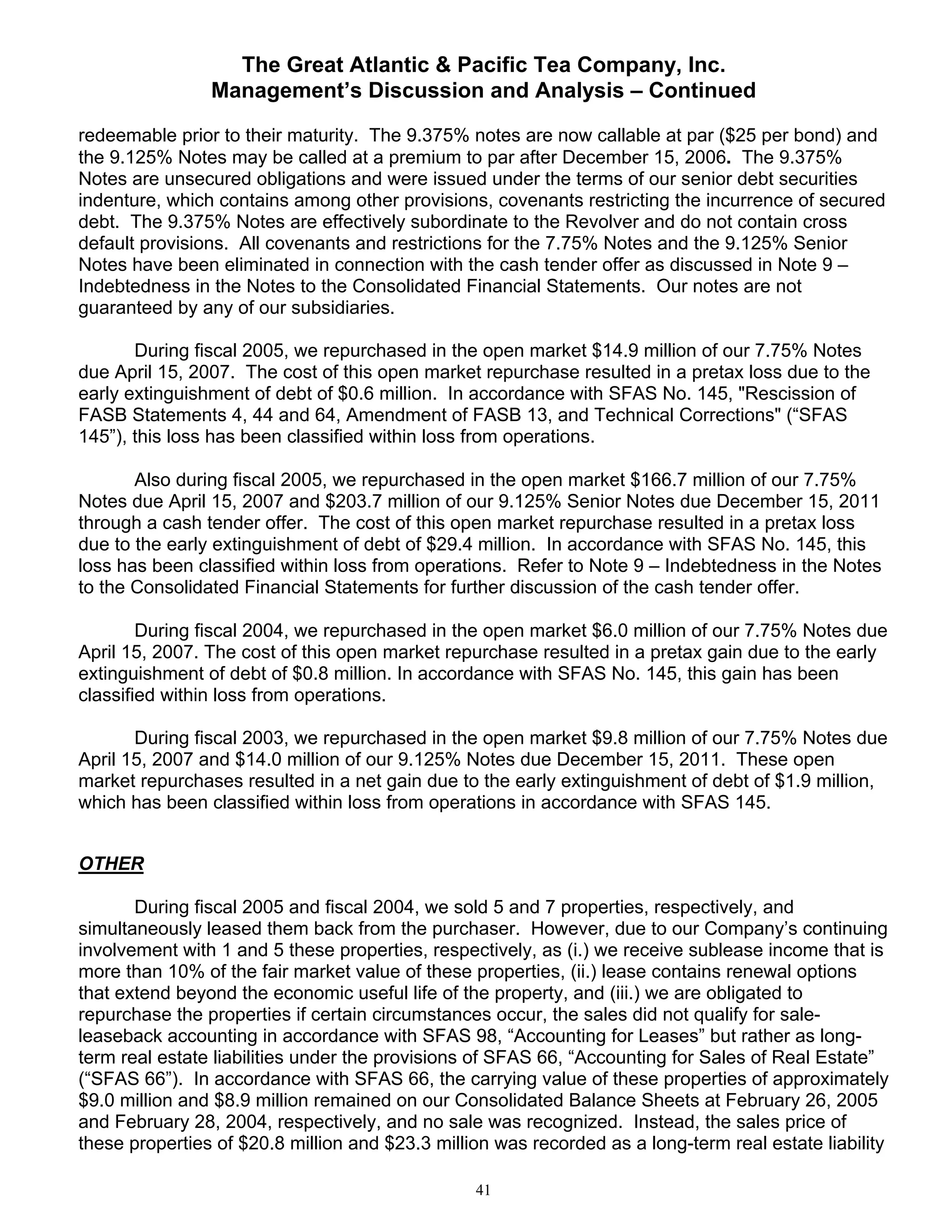 great atlantic & pacific tea Annual_Report_2005