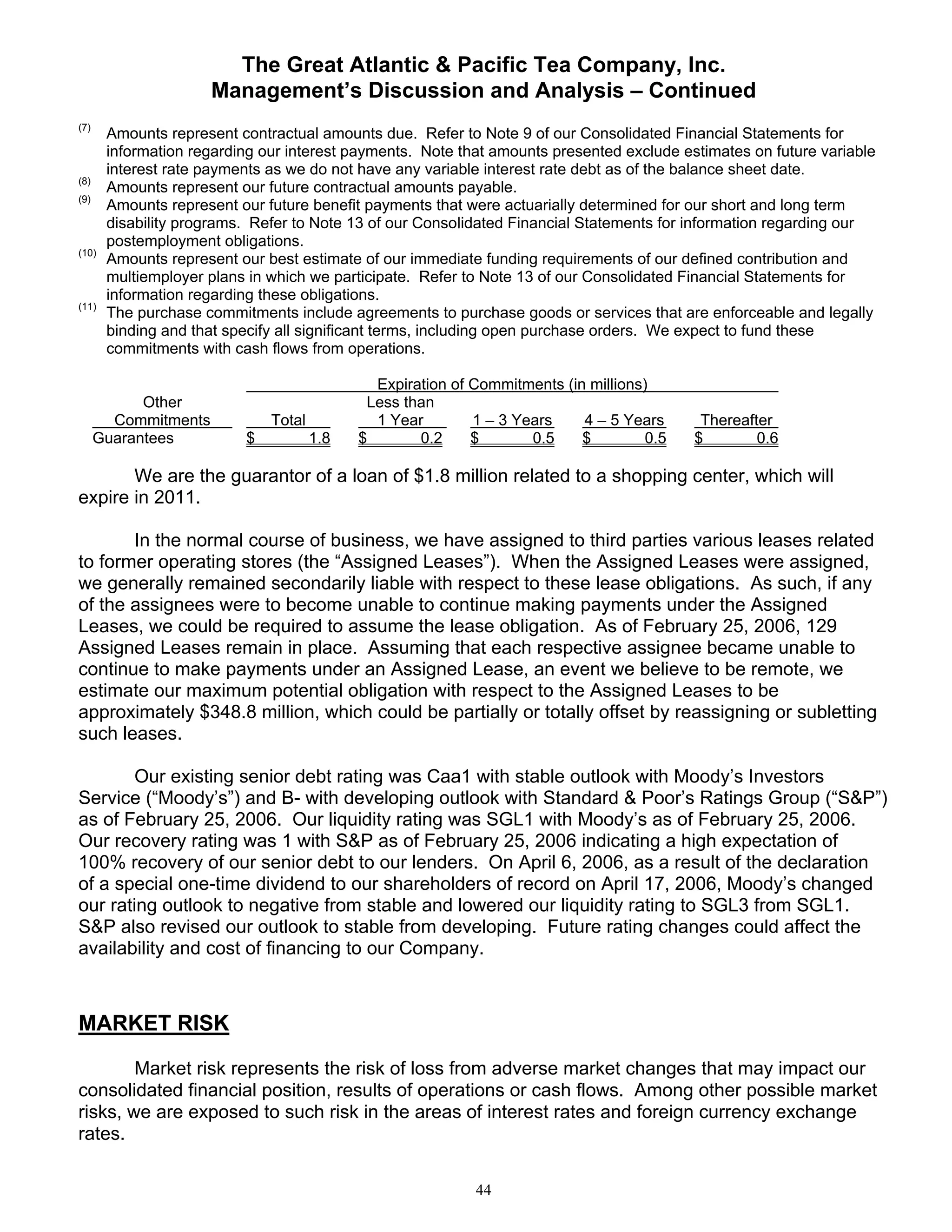 great atlantic & pacific tea Annual_Report_2005