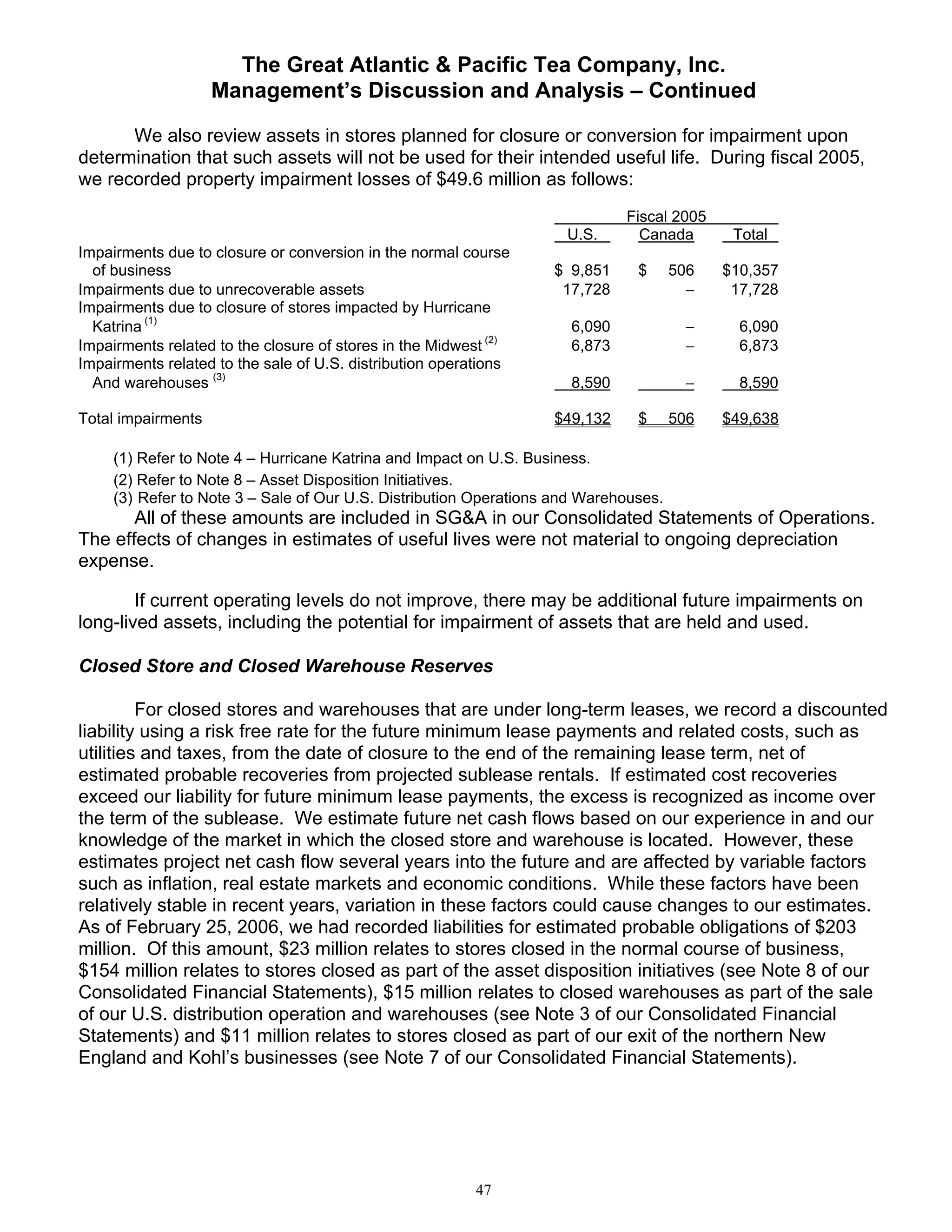 great atlantic & pacific tea Annual_Report_2005