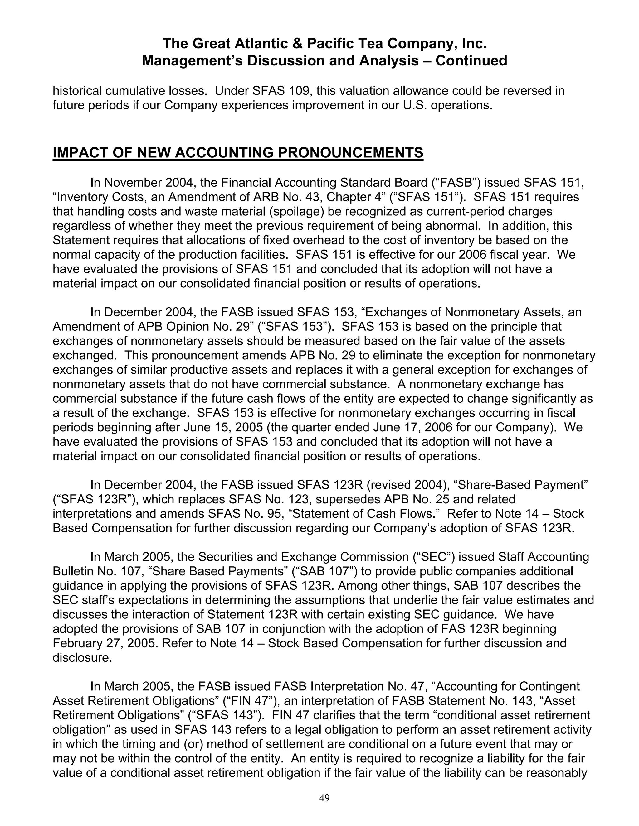 great atlantic & pacific tea Annual_Report_2005