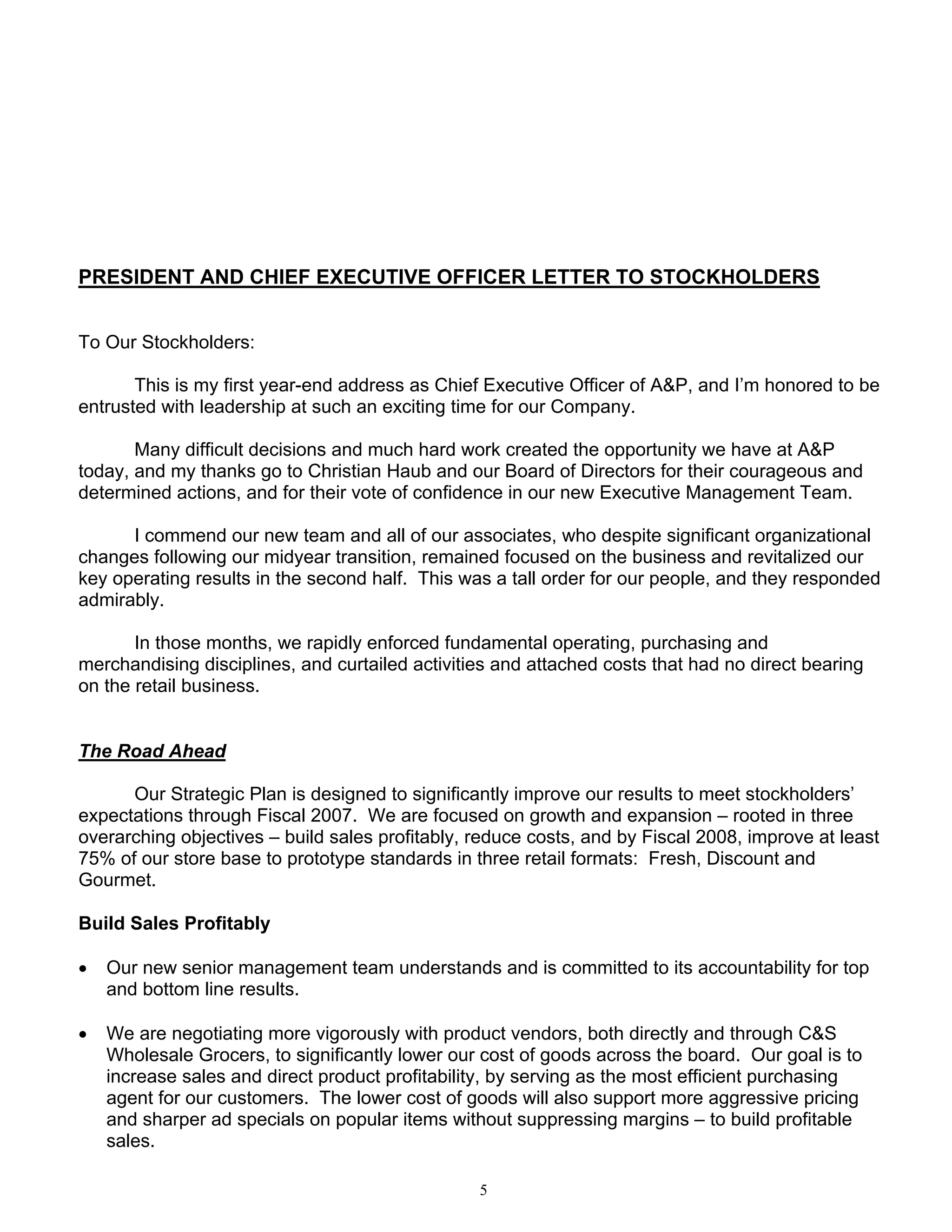 great atlantic & pacific tea Annual_Report_2005