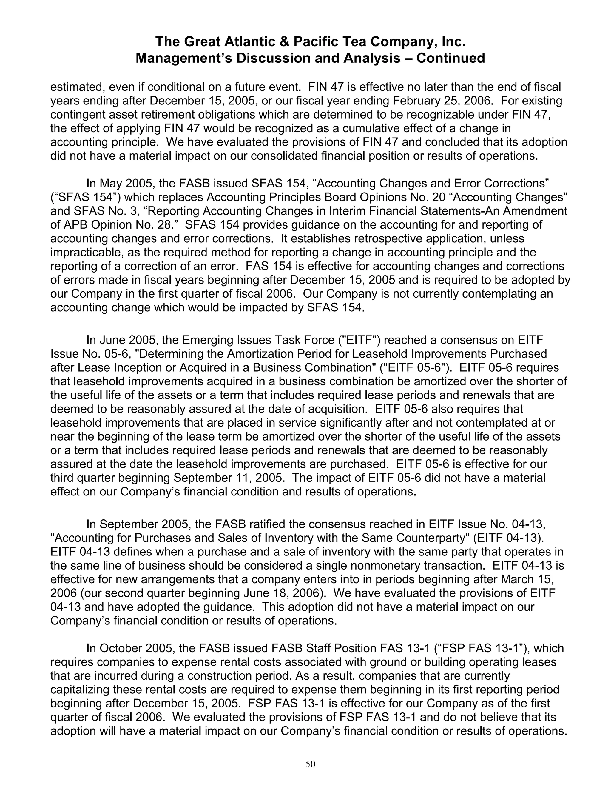 great atlantic & pacific tea Annual_Report_2005