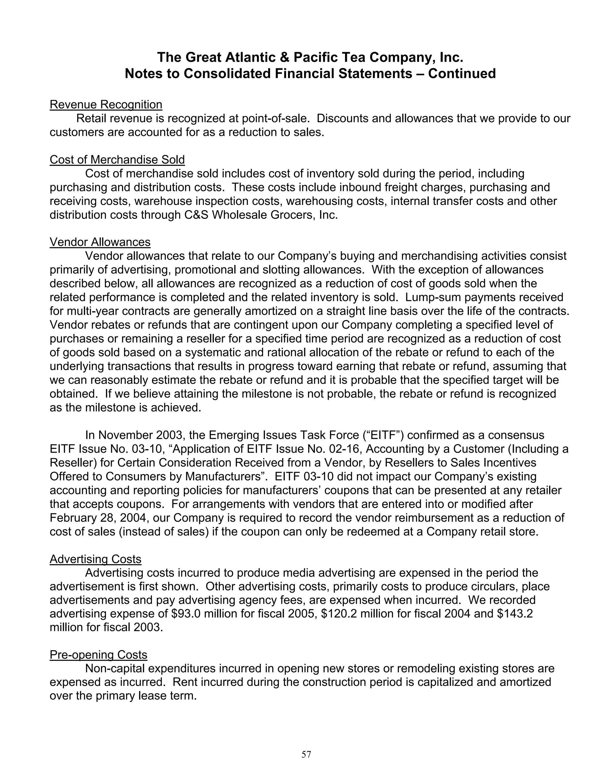 great atlantic & pacific tea Annual_Report_2005