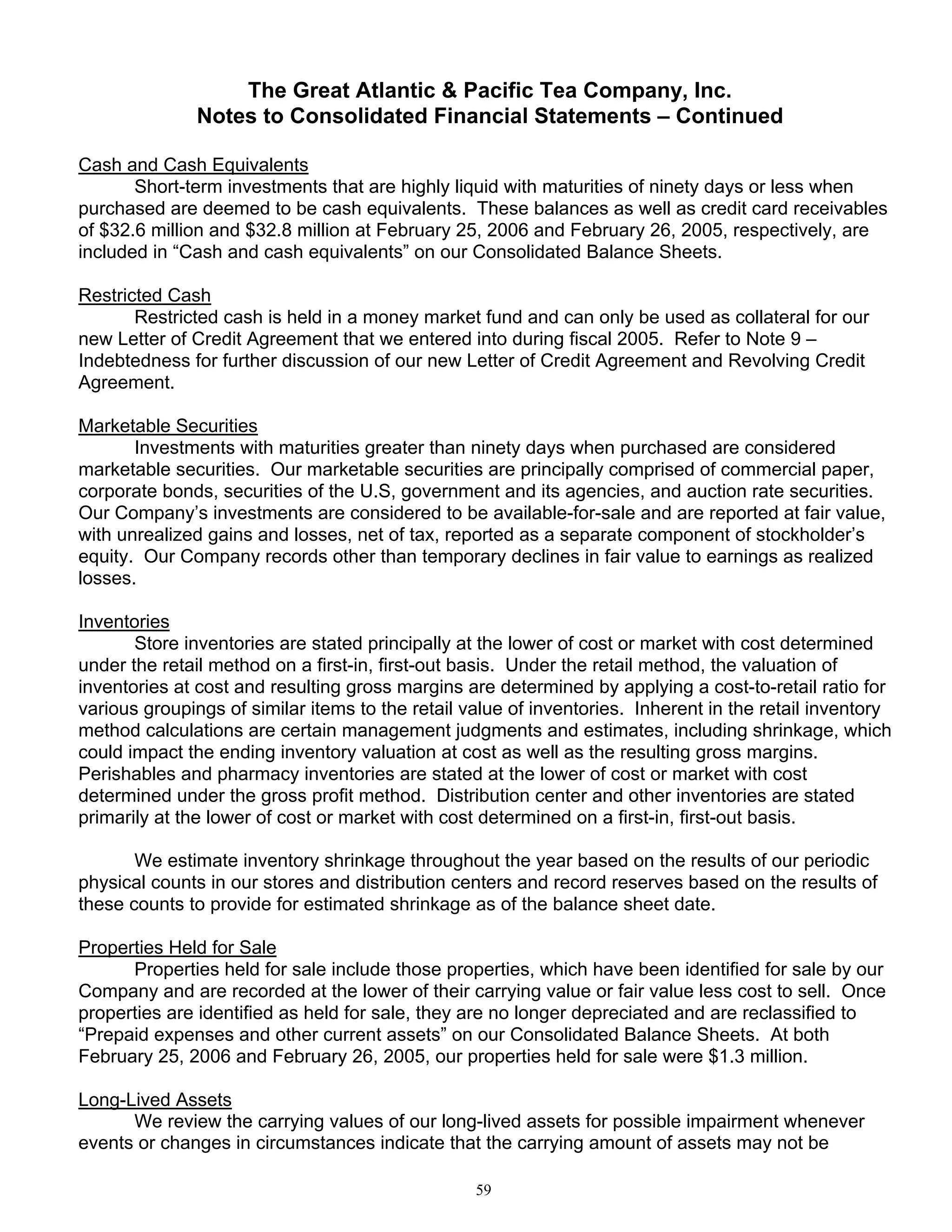 great atlantic & pacific tea Annual_Report_2005