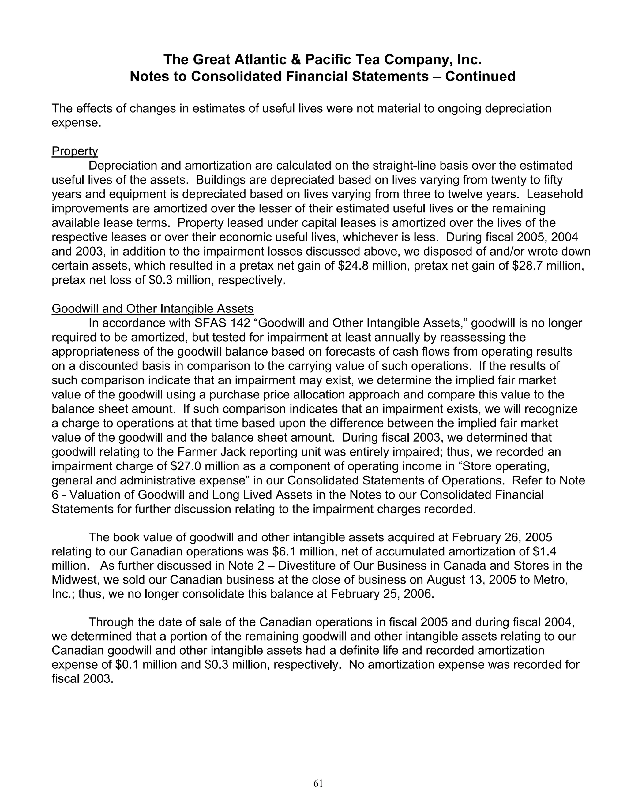 great atlantic & pacific tea Annual_Report_2005