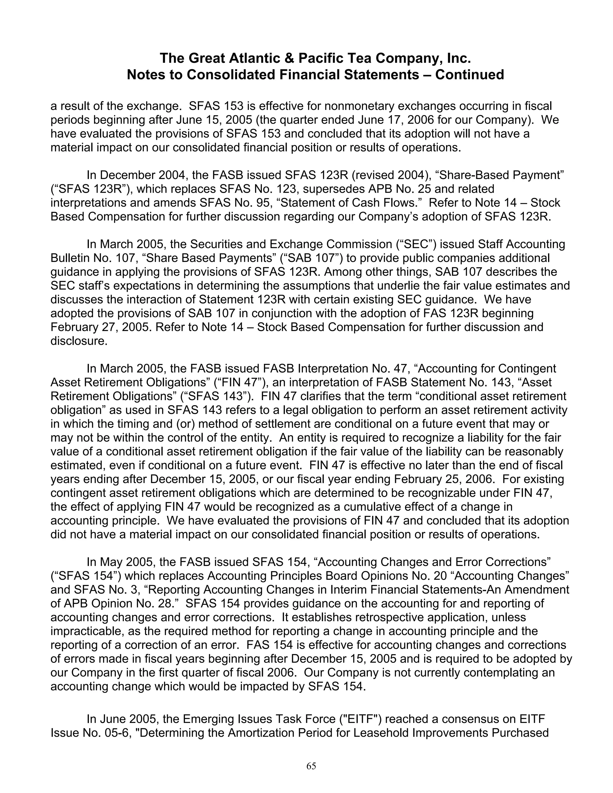 great atlantic & pacific tea Annual_Report_2005