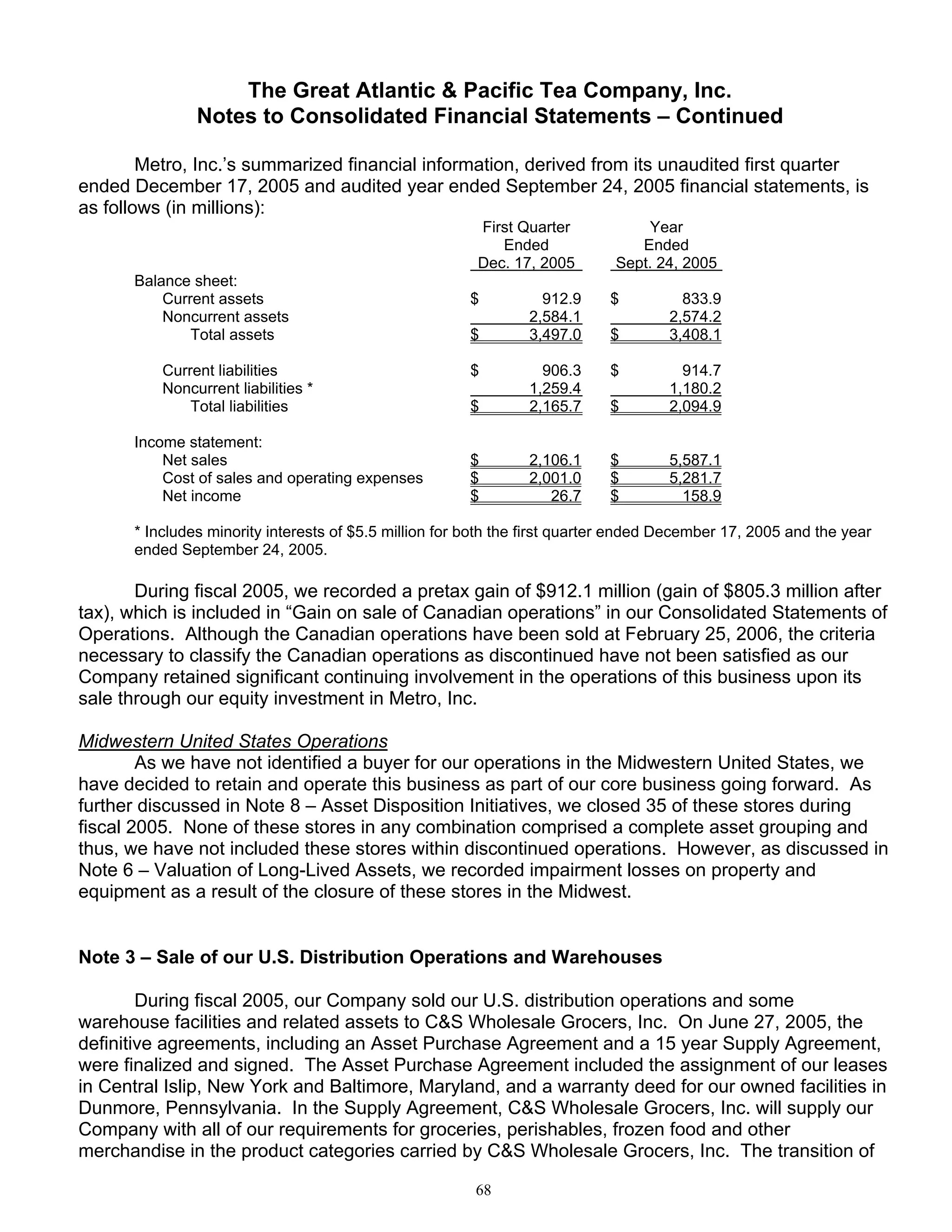great atlantic & pacific tea Annual_Report_2005