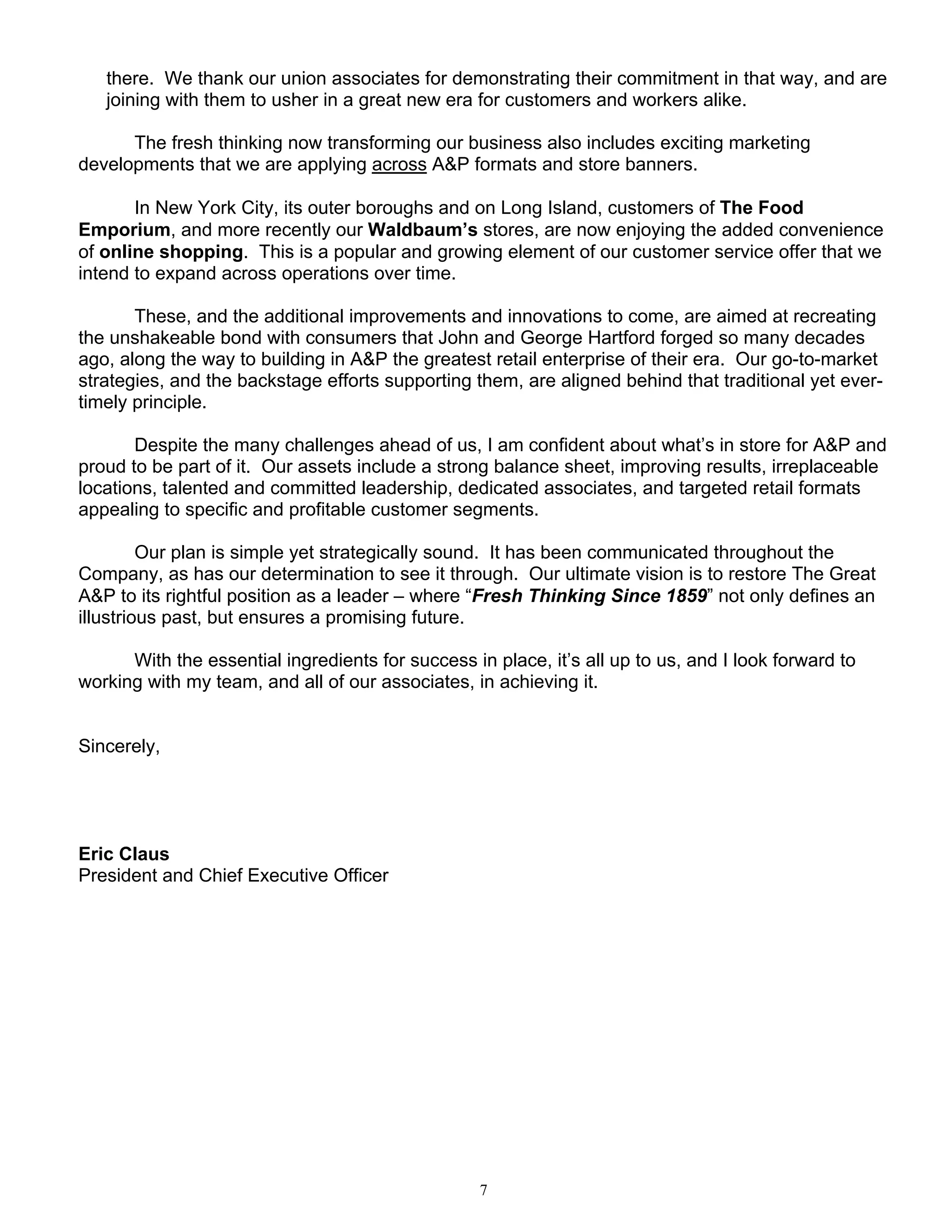 great atlantic & pacific tea Annual_Report_2005