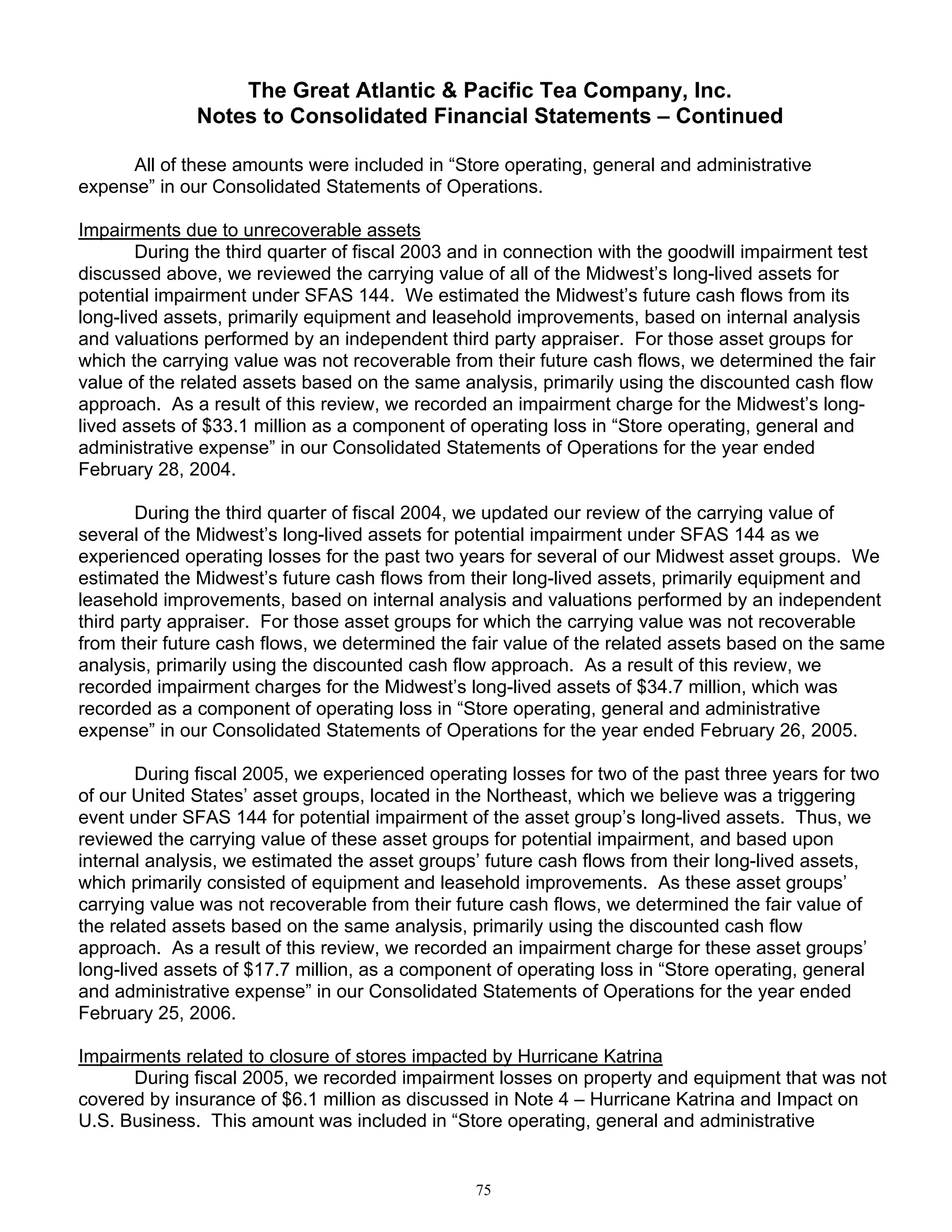 great atlantic & pacific tea Annual_Report_2005