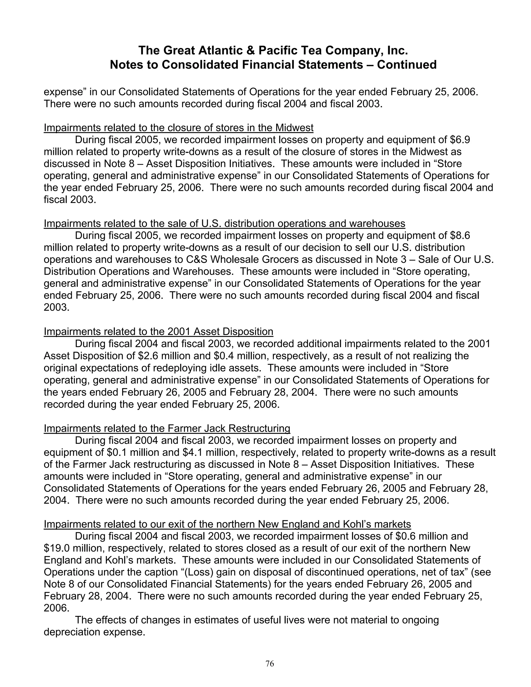 great atlantic & pacific tea Annual_Report_2005