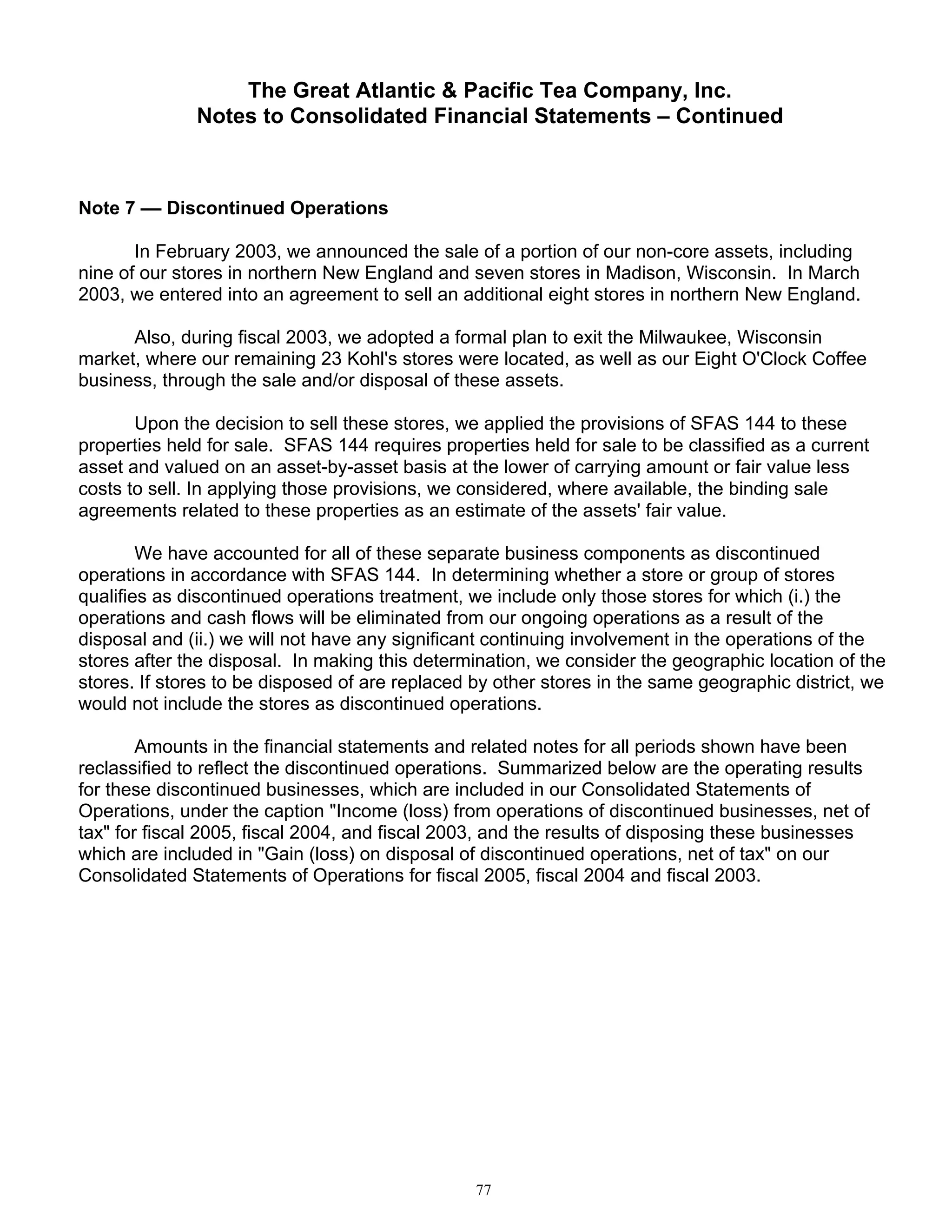 great atlantic & pacific tea Annual_Report_2005