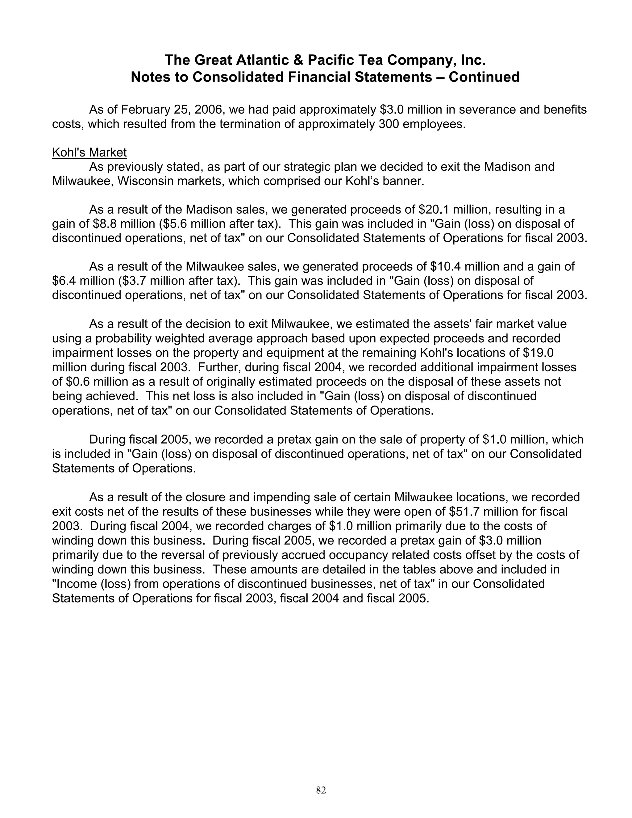 great atlantic & pacific tea Annual_Report_2005