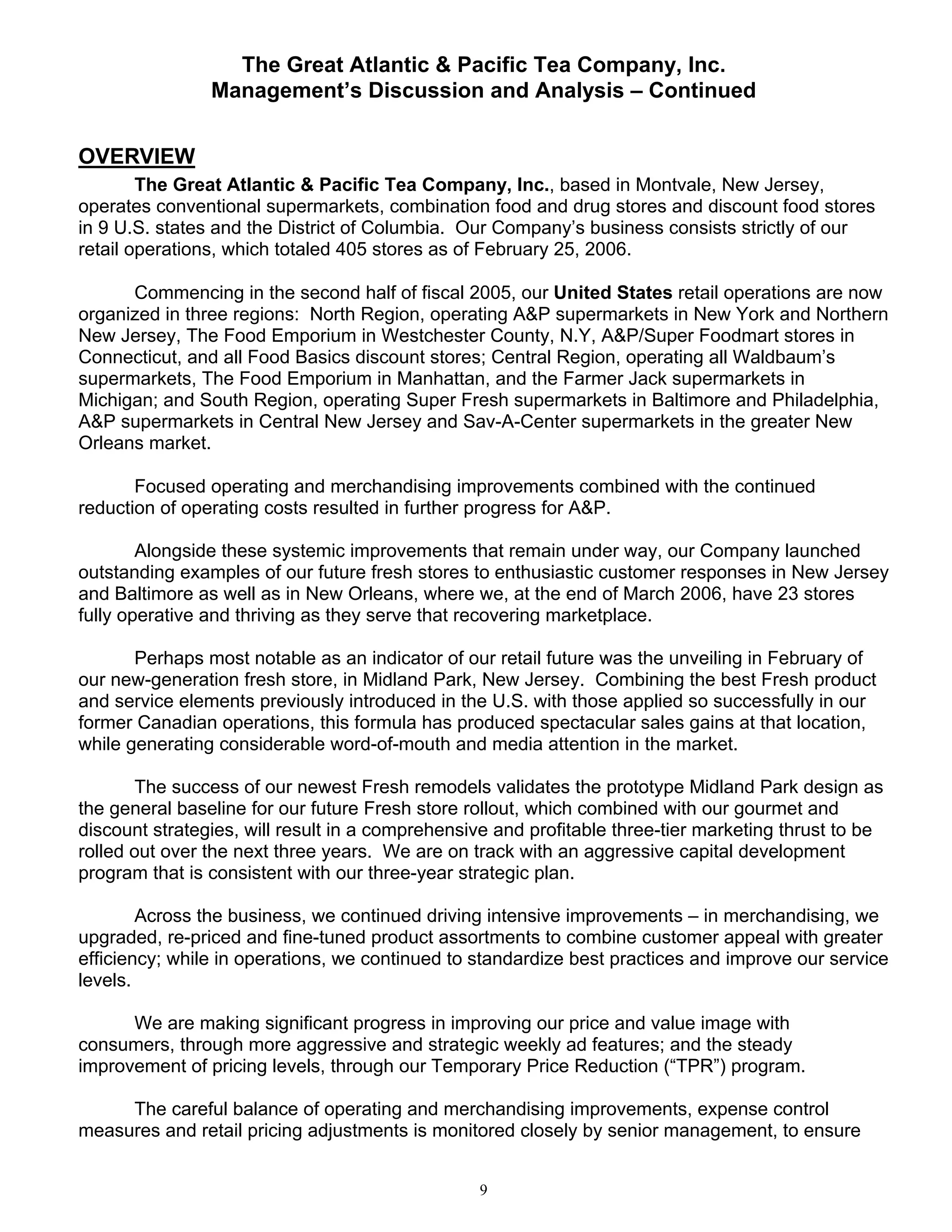 great atlantic & pacific tea Annual_Report_2005