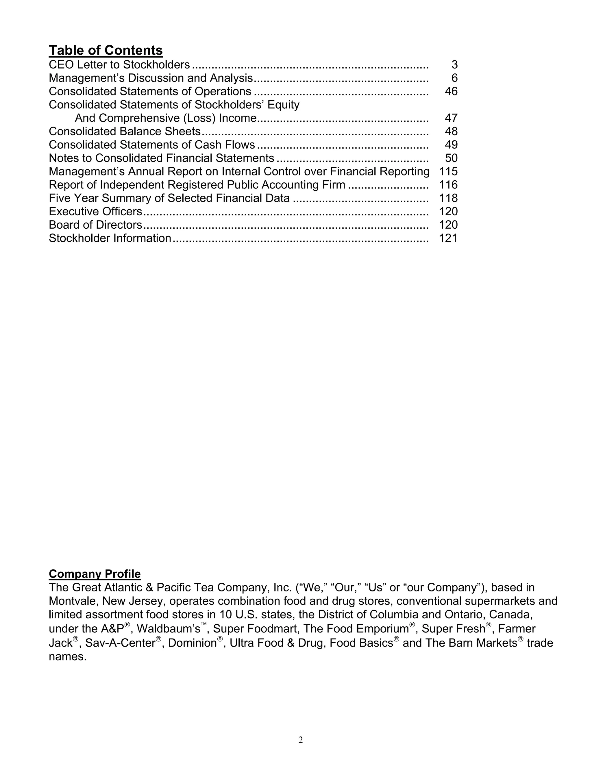 great atlantic & pacific tea Annual_Report_2004