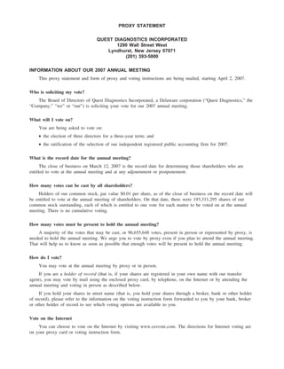 quest diagnostics 4_24final2007proxy
