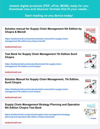 Test Bank for Supply Chain Management 5th Edition by Chopra & Meindl | PDF