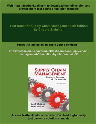Test Bank for Supply Chain Management 5th Edition by Chopra & Meindl | PDF